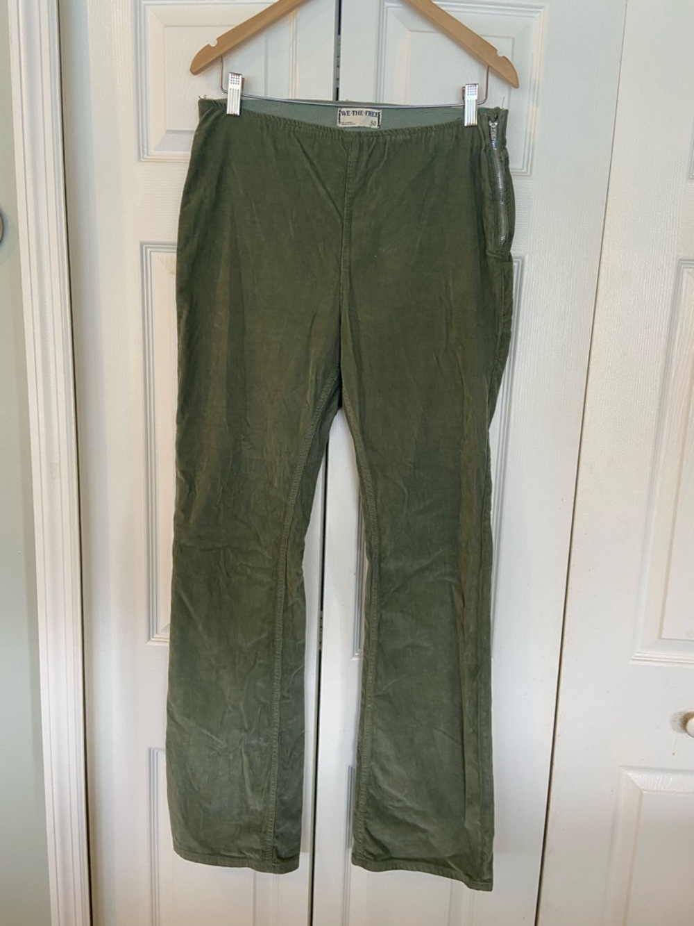 We The Free sage green corduroy flare pants
